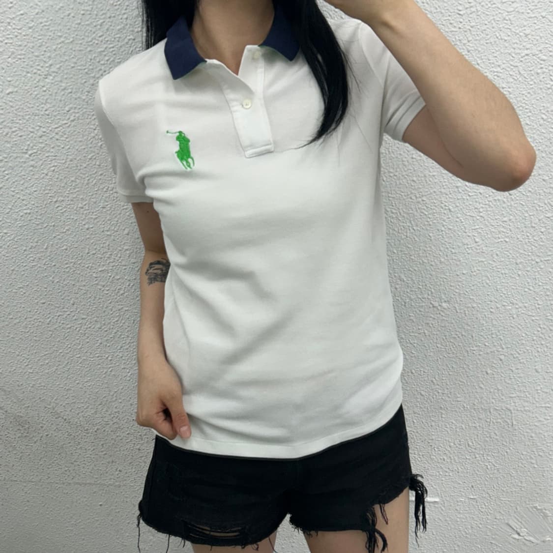 폴로 랄프로렌 그린 미들포니 화이트 반팔 M 상품이미지1
