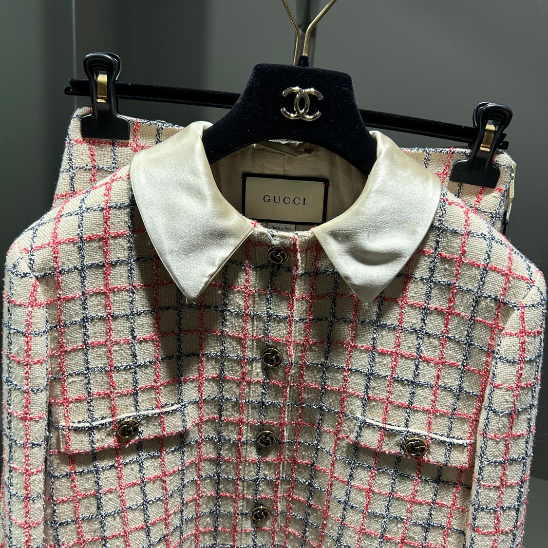 구찌 체크 트위드 투피스 상품이미지3