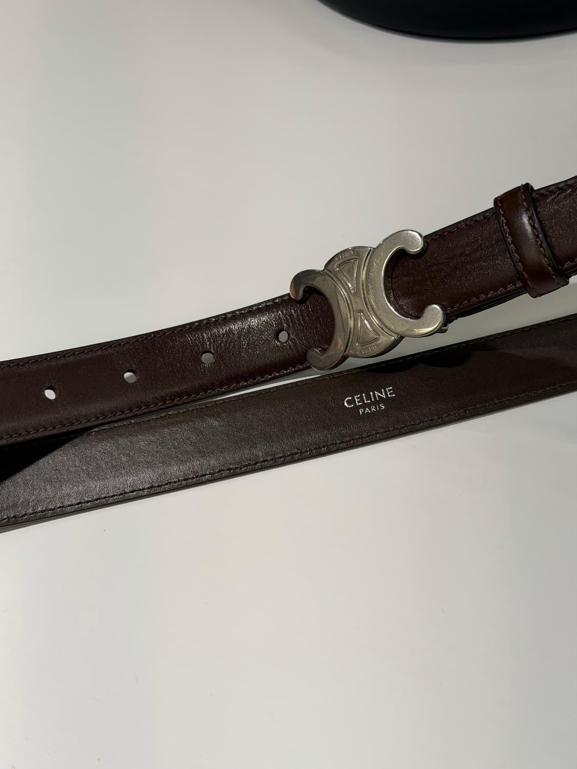 90) 셀린느 트리옹프 벨트 실버 브라운 상품이미지1