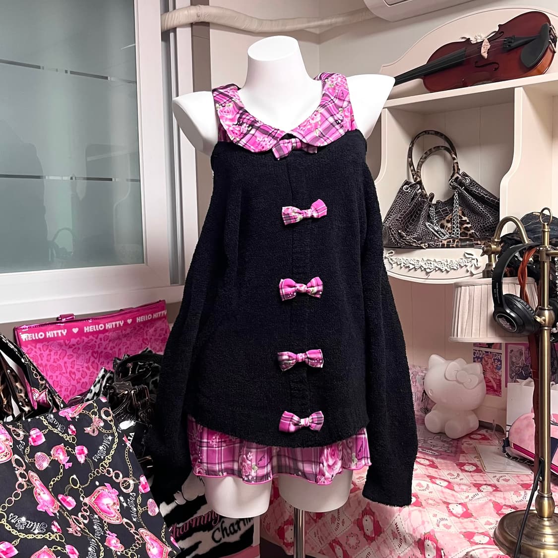 MA*RS마즈 블랙핑크 로즈체크 셋업 히메 오네갸루 핀터 109일본빈티지 상품이미지2