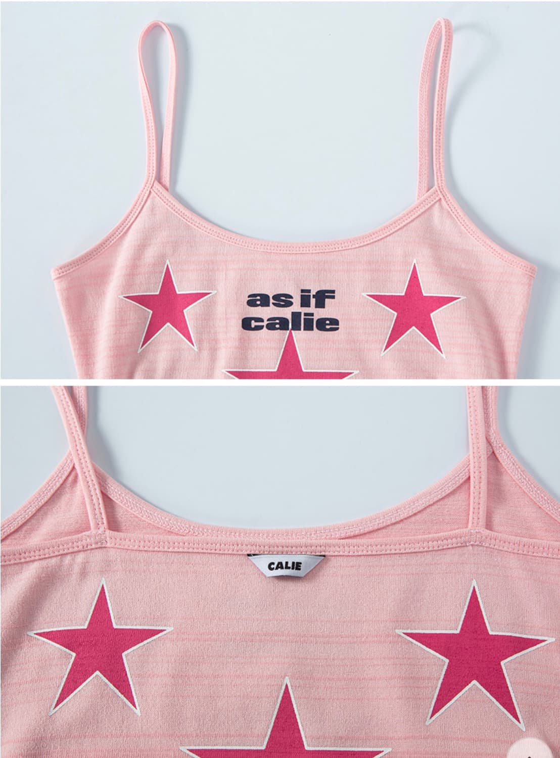 에즈이프캘리 셔링 스타 슬리브리스 탑 (핑크) 상품이미지4