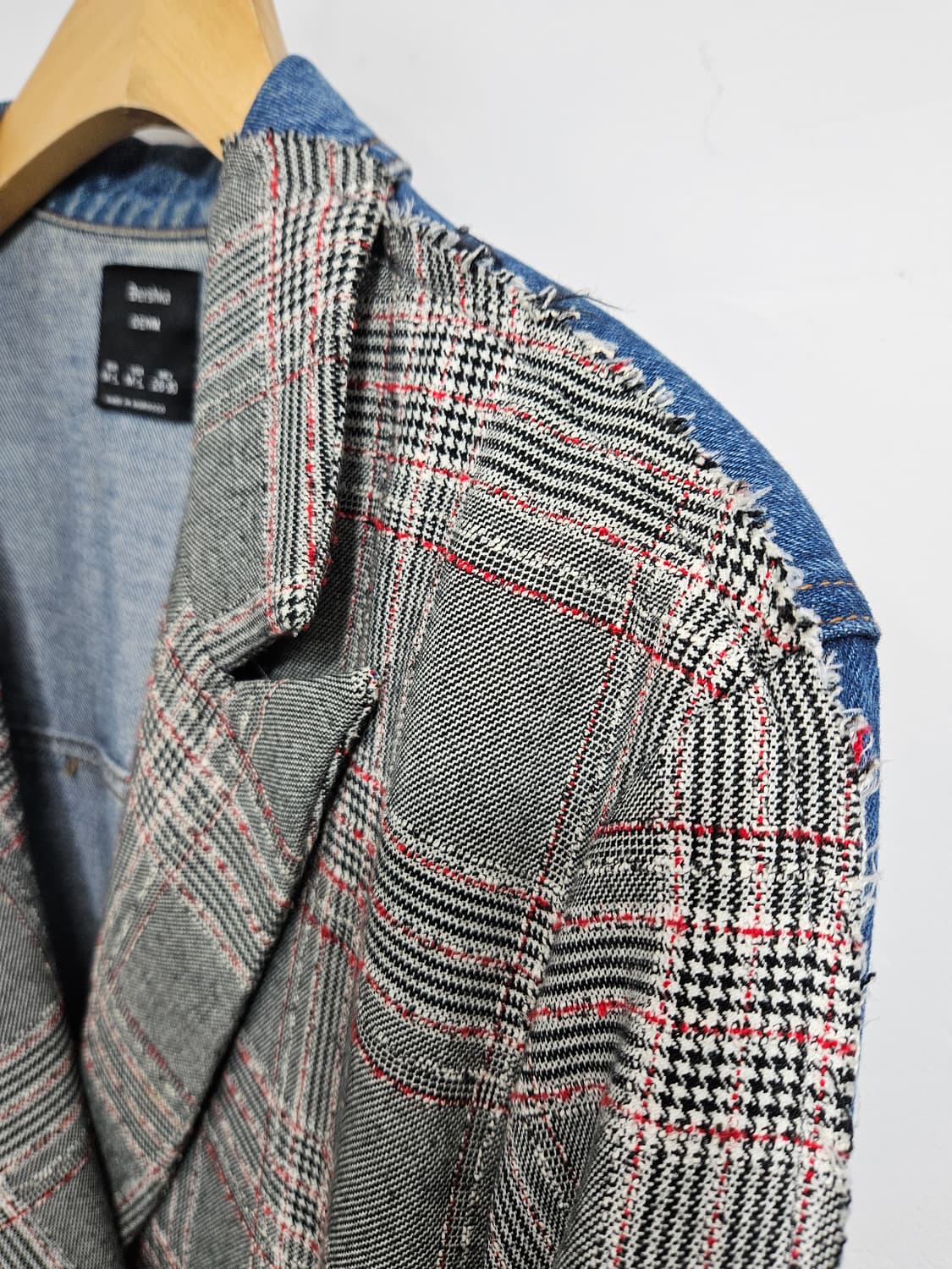 버쉬카(Bershka) 체크 데님 믹스 자켓 상품이미지3