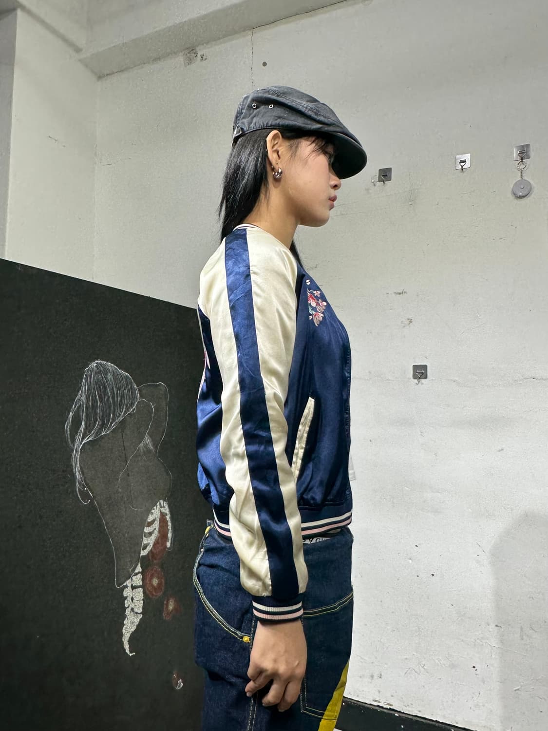 Jpn 일본빈티지 오리엔탈 네이비 꽃 스카잔 자켓 상품이미지5