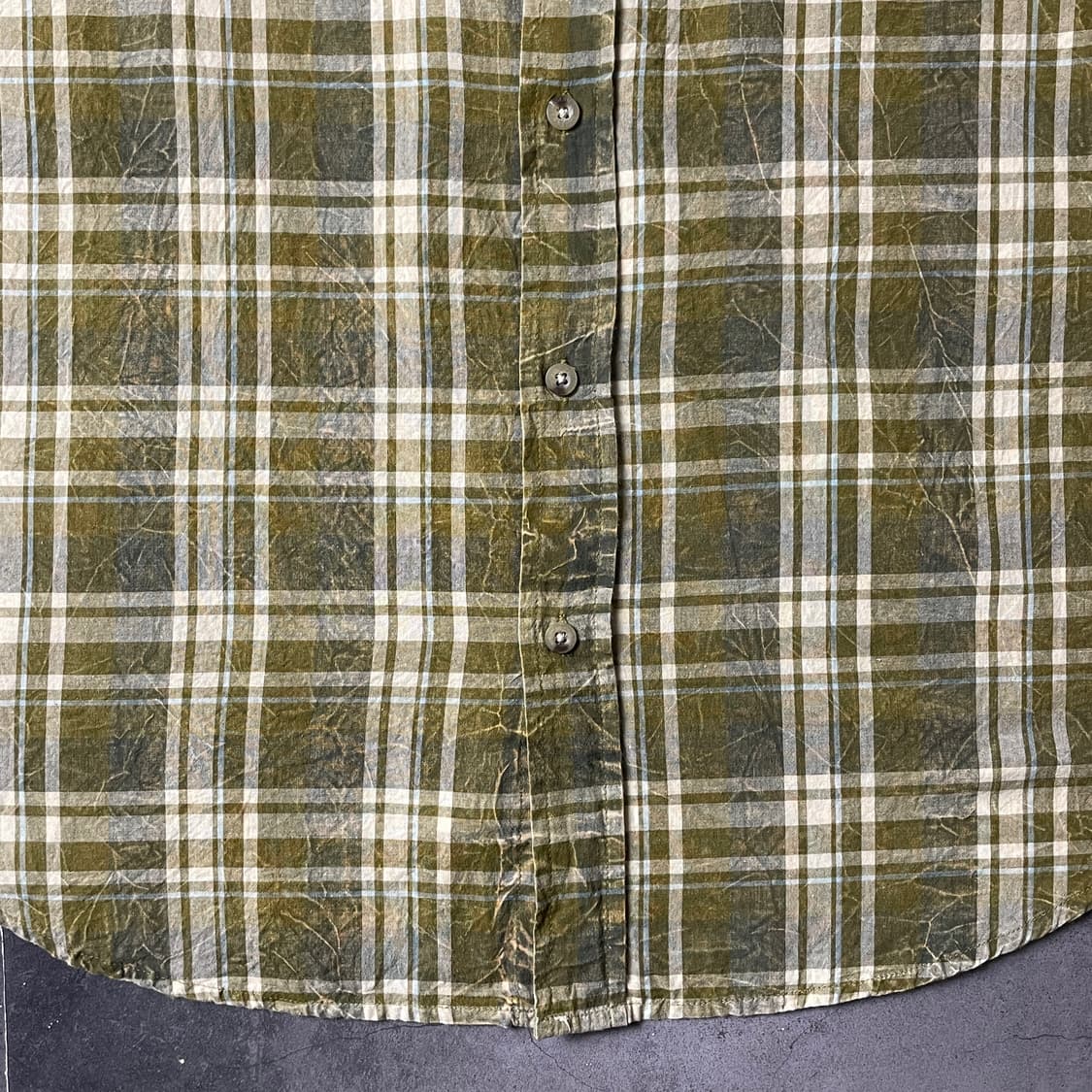 WOOLRICH 울리치 빈티지 올리브 체크 코튼 반팔 셔츠 A00779 상품이미지4