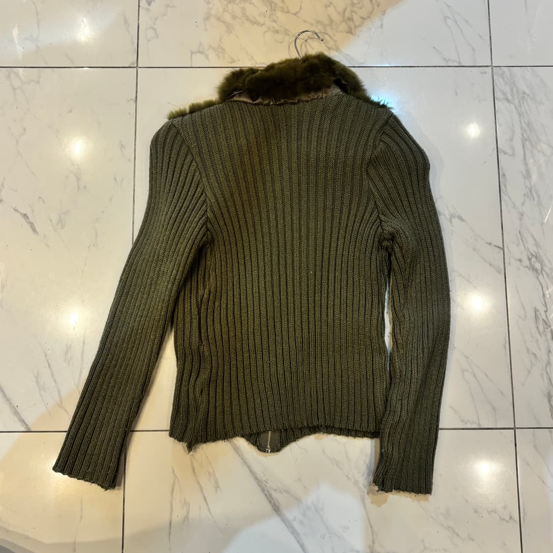 빈티지 토끼털 니트집업 Y2K 00’s 페어리 카키 상품이미지2