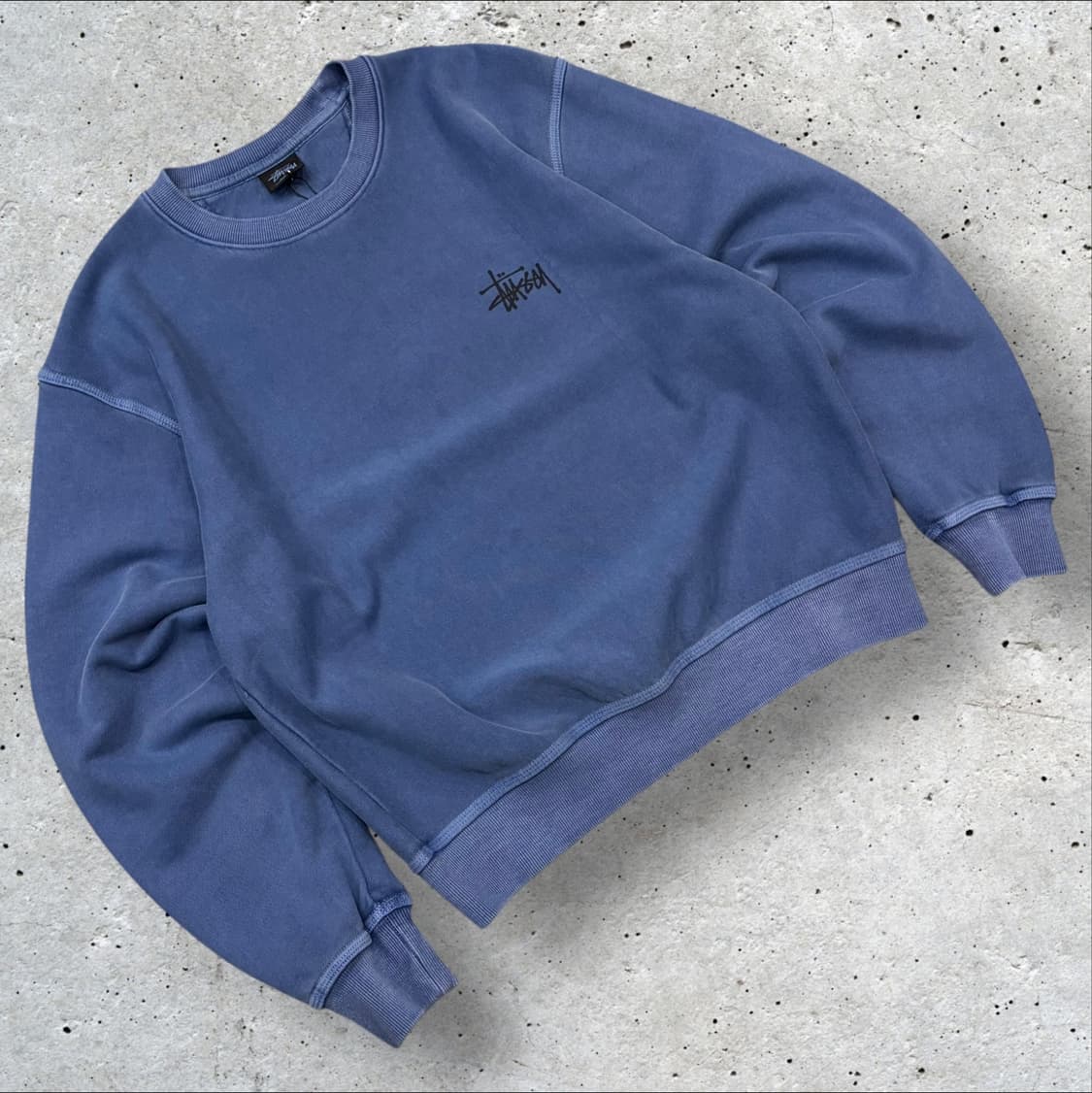 [M] 스투시 피그먼트 블루 워싱 맨투맨 티셔츠 B731 상품이미지2