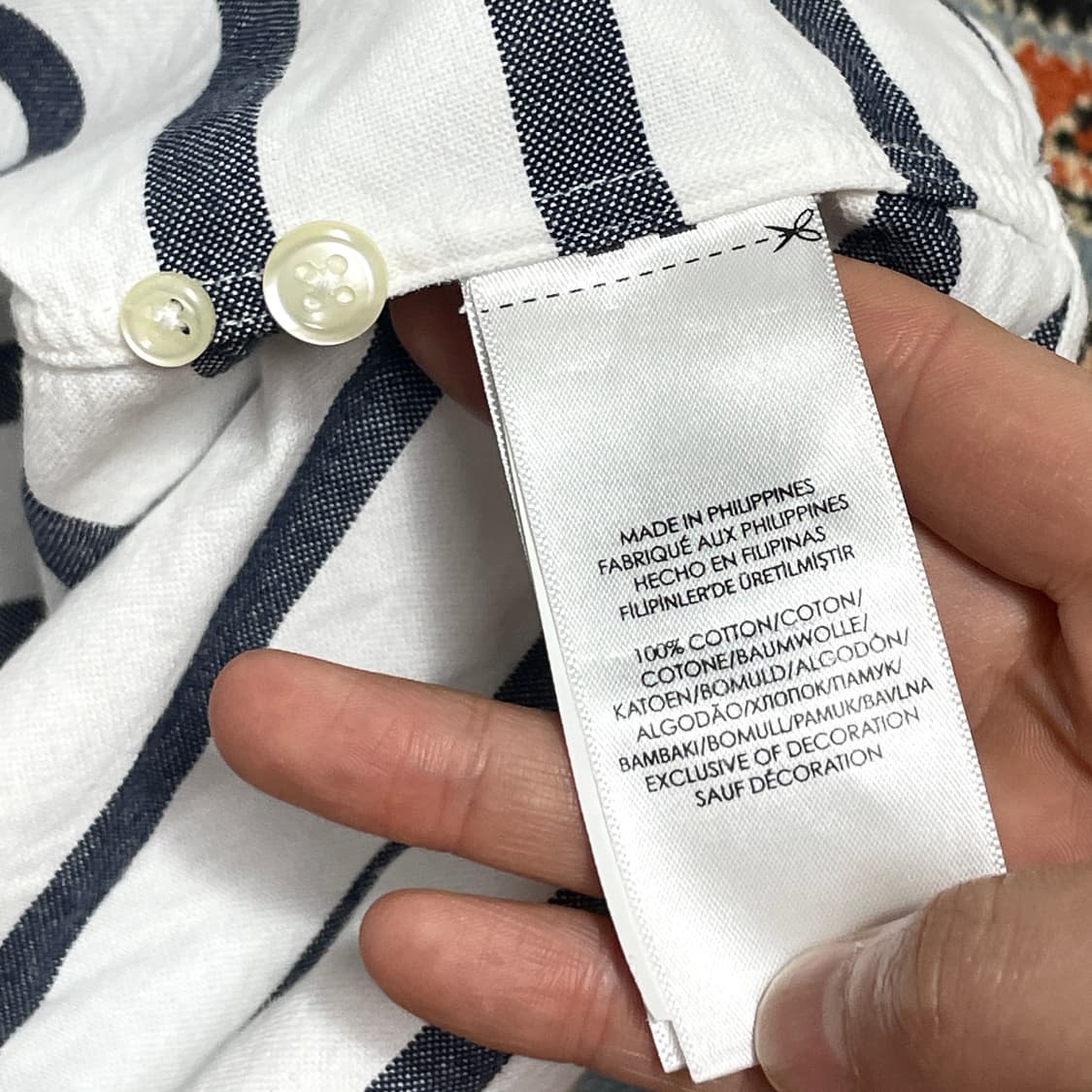 폴로랄프로렌 화이트 단가라 옥스포드 반팔 셔츠 남성M 상품이미지5