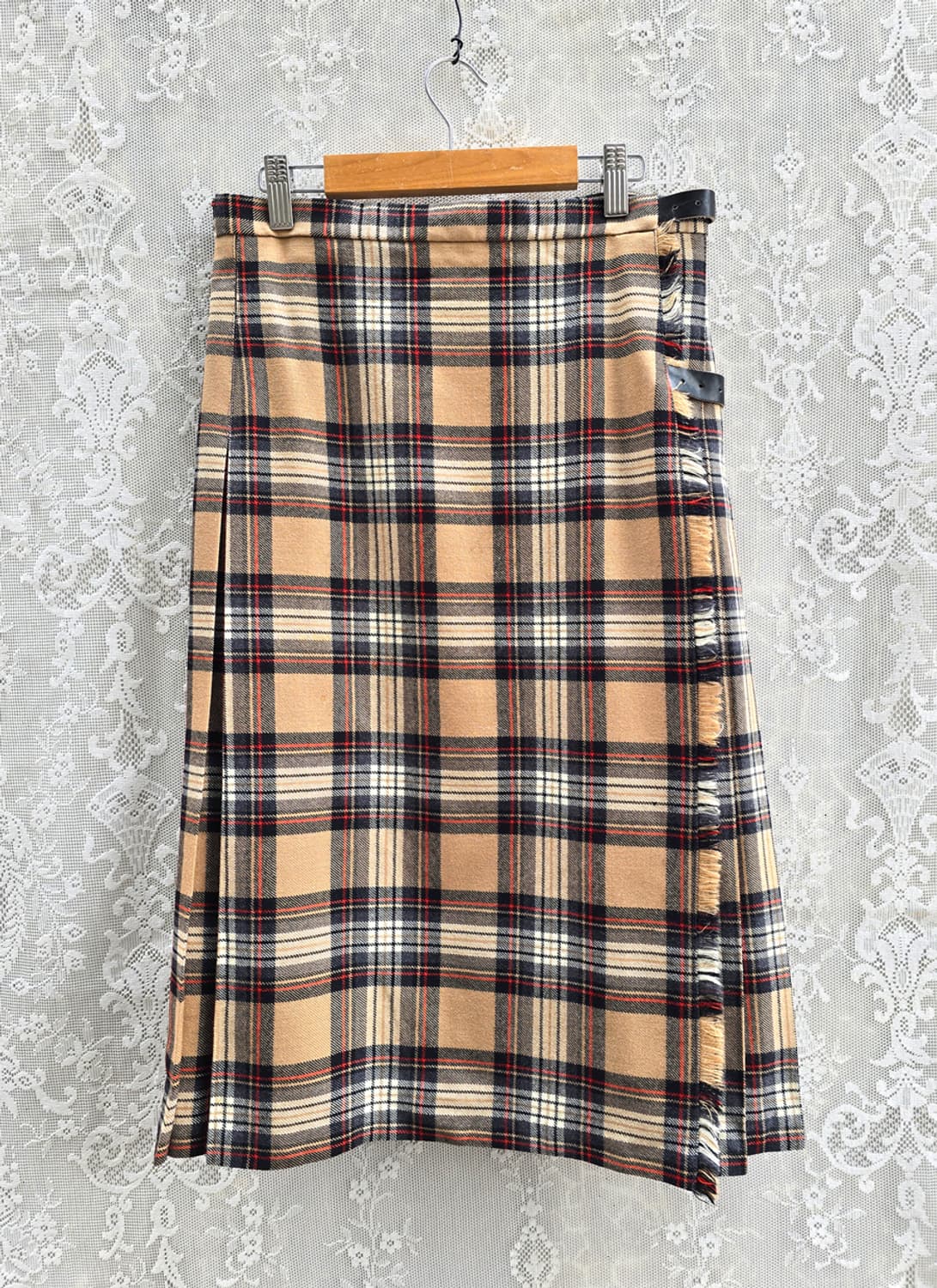 70-80s 영국산 체크 랩스커트 상품이미지1