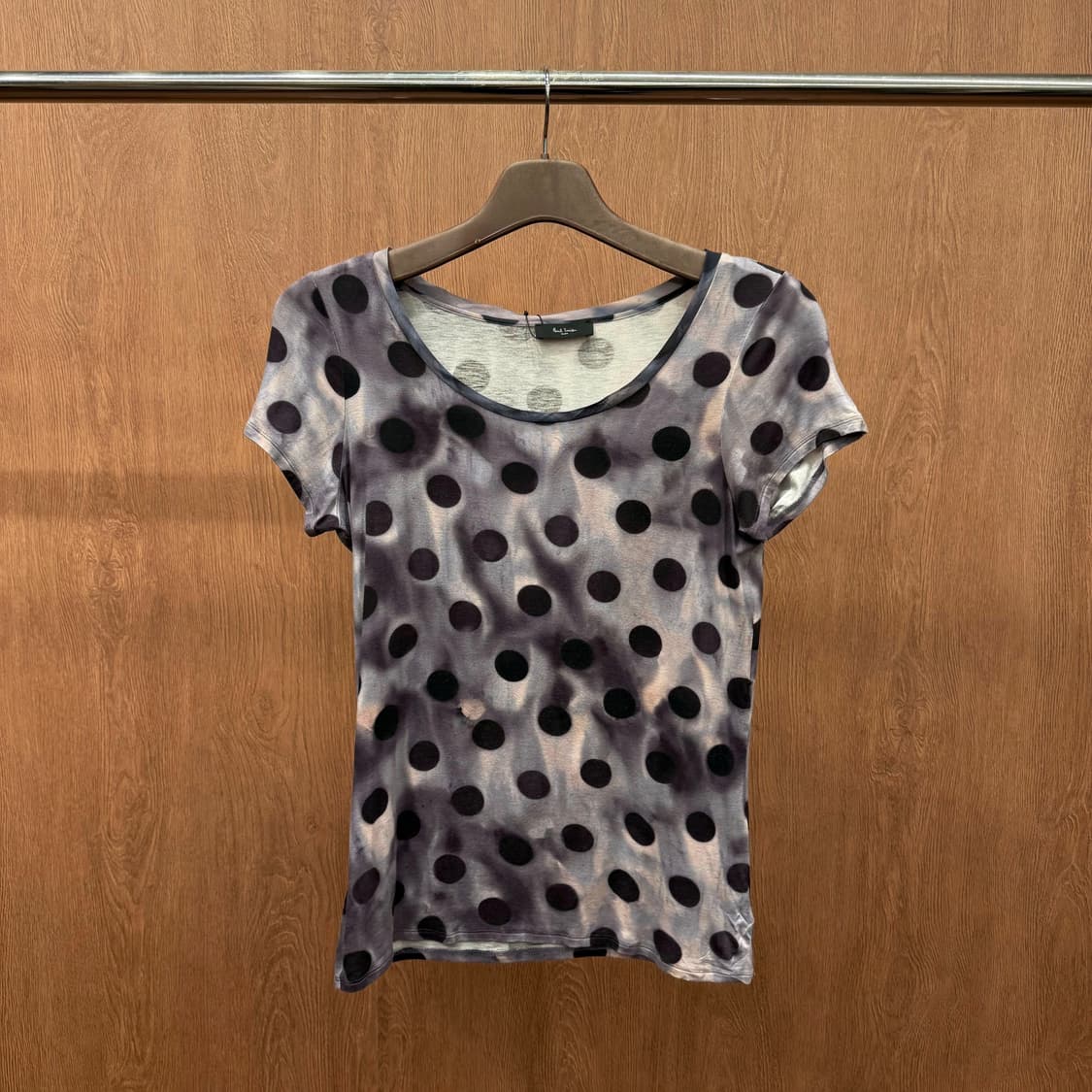 폴스미스 블랙 도트 패턴 반팔 티셔츠 라운드넥 슬림핏 퍼플 그레이 상품이미지2