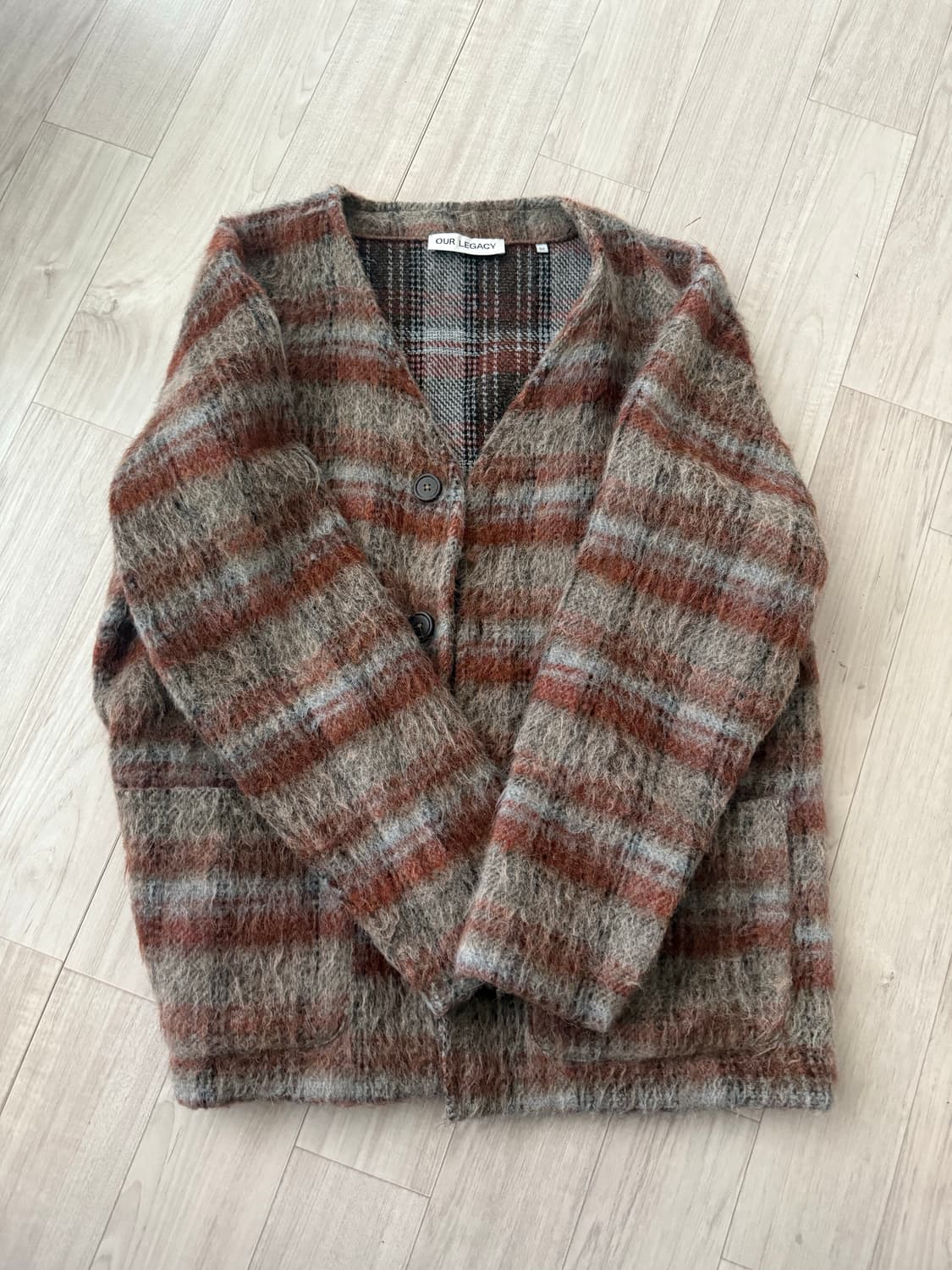 아워레가시 가디건 모헤어 어멘트 체크 50사이즈 상품이미지1