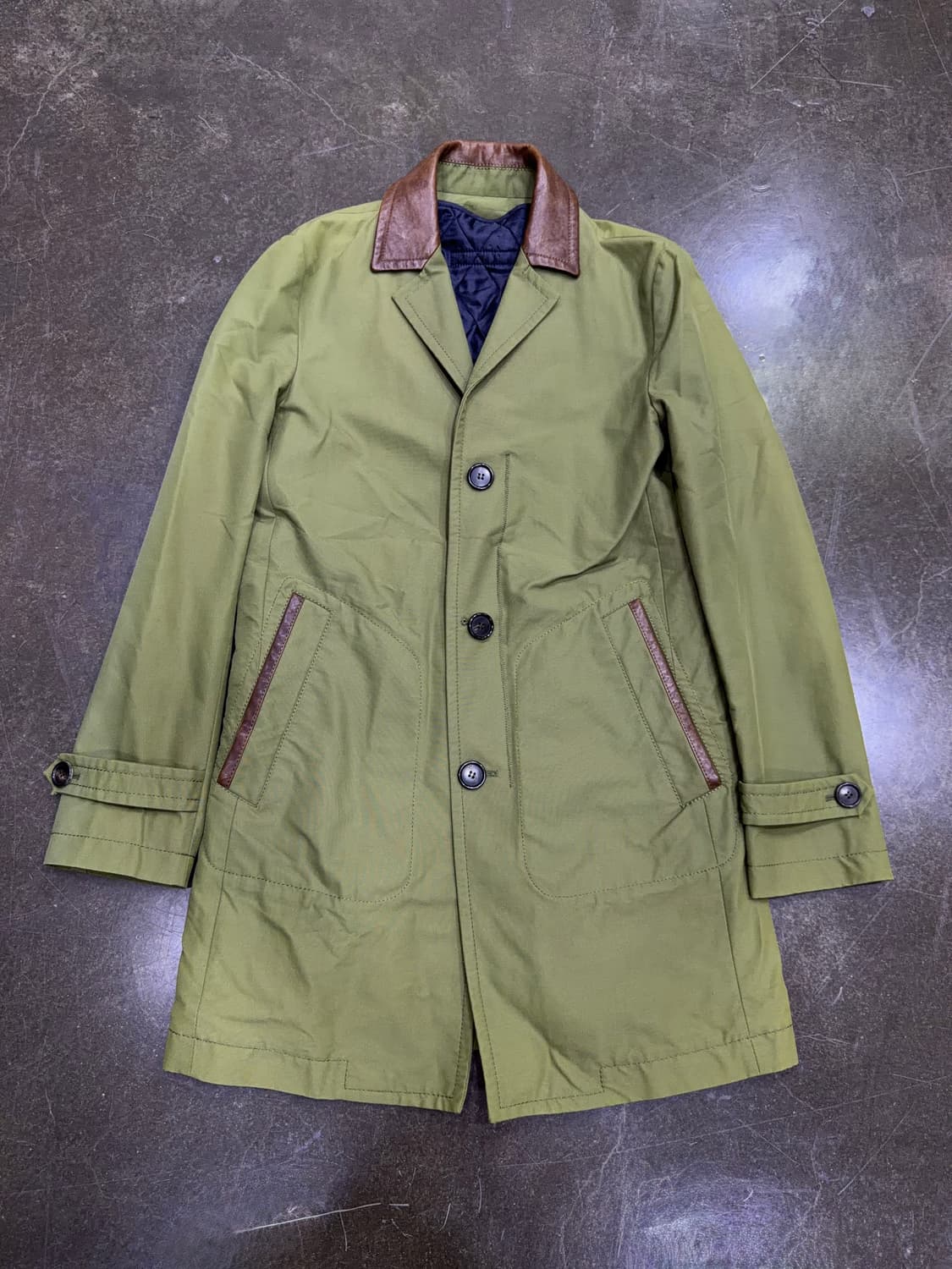 시스템옴므 양가죽 배색 싱글 트렌치코트 올리브 95 상품이미지1