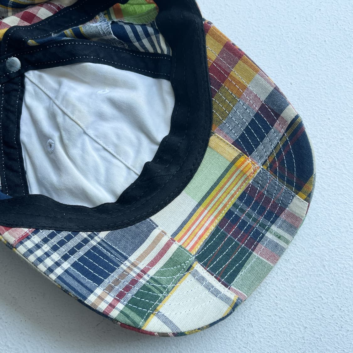 슈프림 마드라스 체크 패치 워크 S로고 6패널 캡 상품이미지6