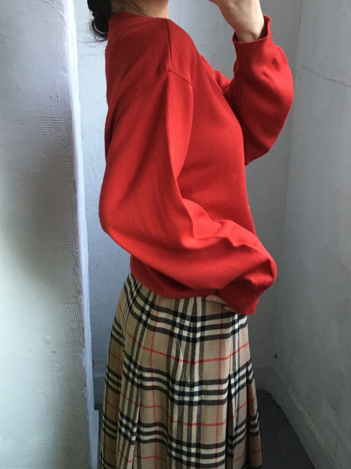 Burberry 버버리 레드 금장 버튼 울 가디건 상품이미지2