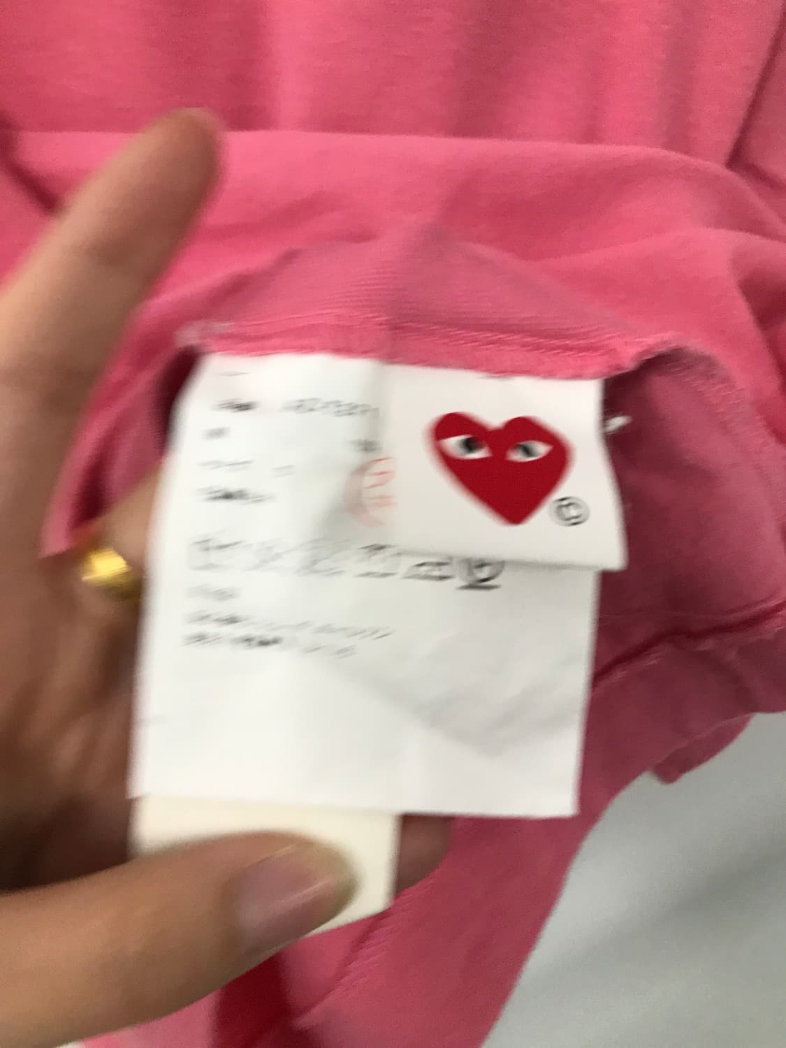 꼼데가르송 플레이 핑크 반팔 티셔츠 상품이미지4