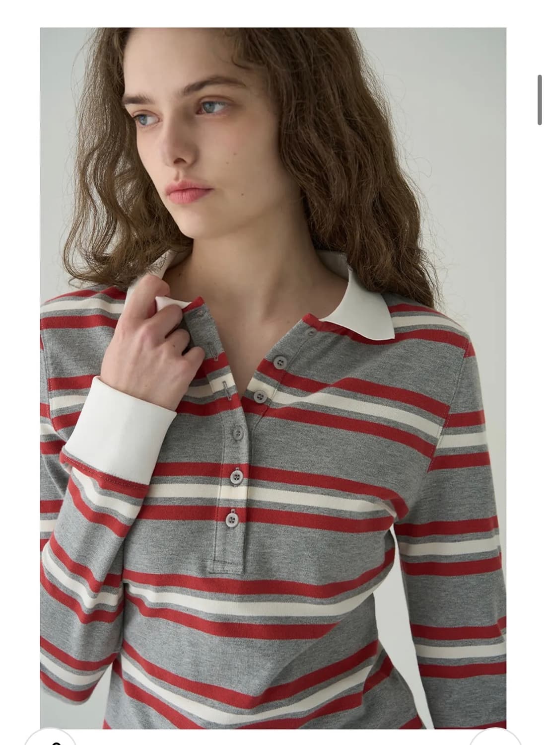 (새상품)(S) 드로우핏 우먼 멀티 스트라이프 슬림 카라 피케 티셔츠 [ 상품이미지1