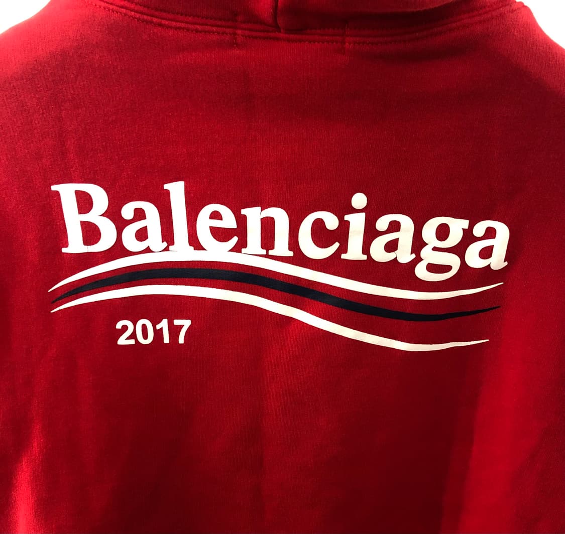 발렌시아가 웨이브 로고 후드티 레드 S 상품이미지3