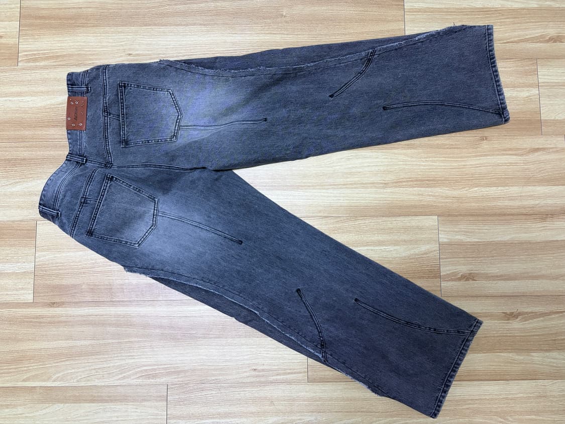 앤더슨벨 패널 카펜터 와이드 레그 진 워시드 블랙 팬츠 팝니다 상품이미지4