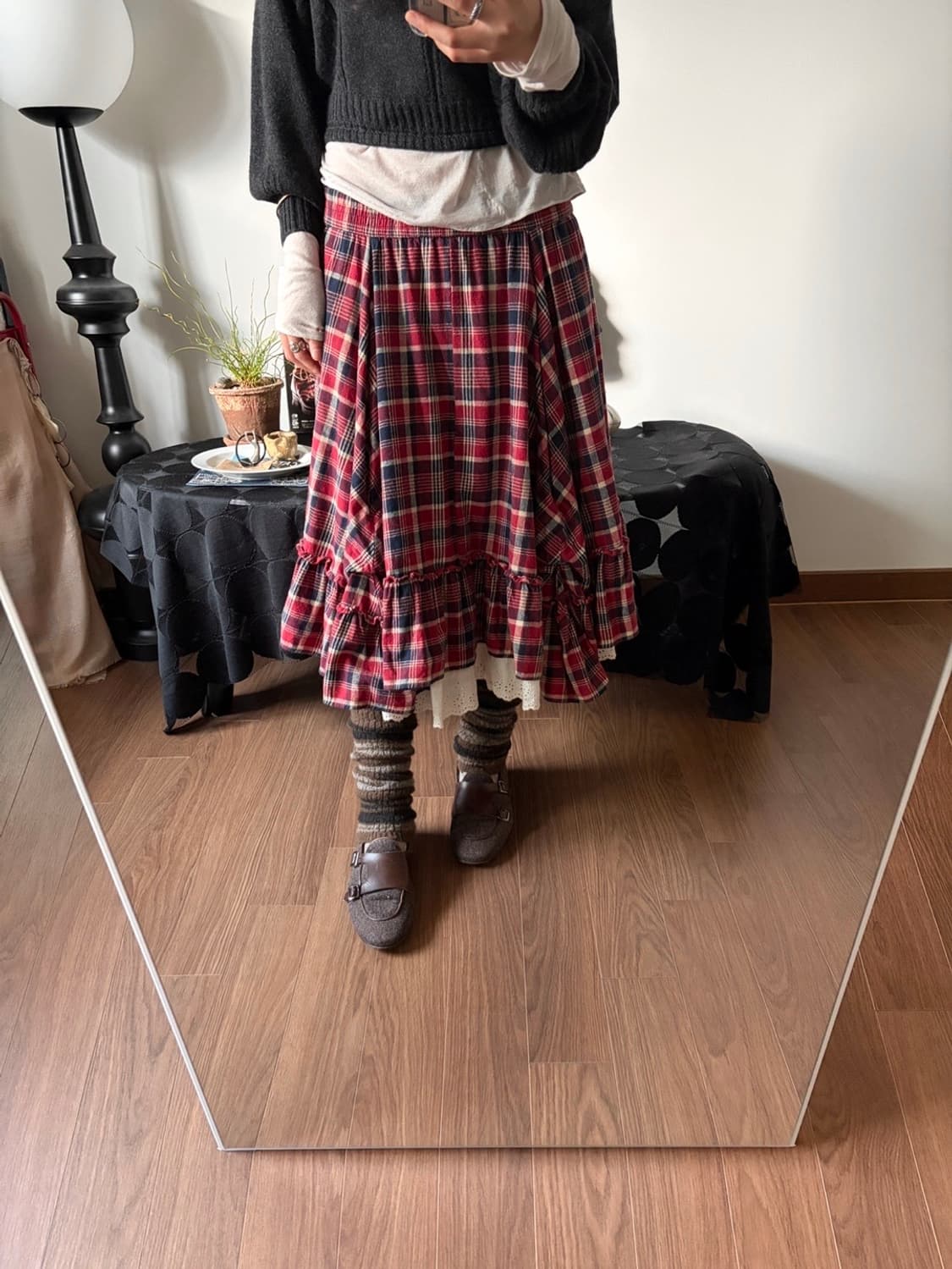 layered check patterned skirt 상품이미지4