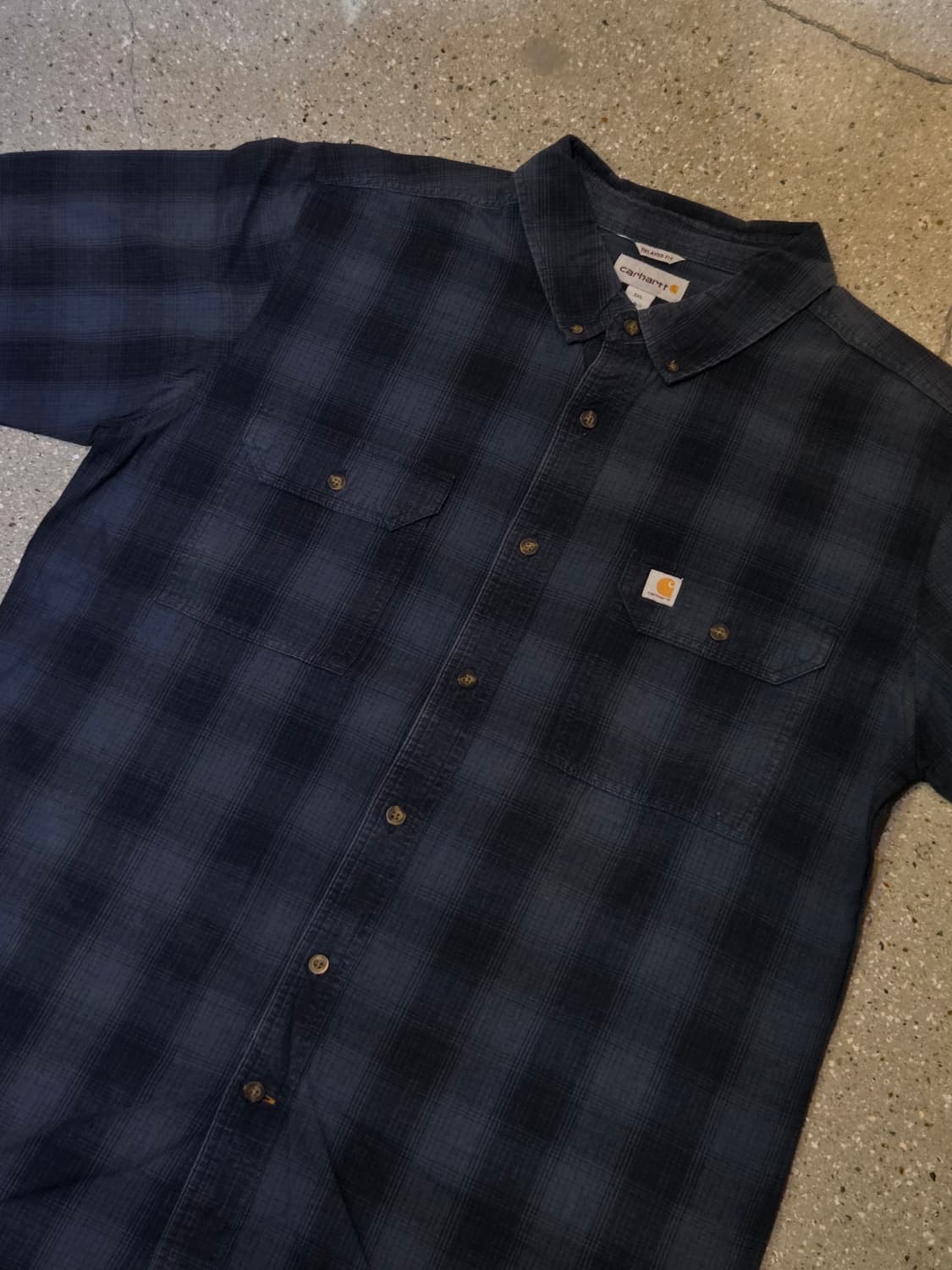Carhartt 칼하트 네이비 체크반팔셔츠 상품이미지1