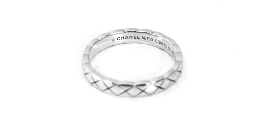 [55] Chanel 샤넬 남성 코코크러쉬링 퀄티드 반지 미니 화이트골드 상품이미지3
