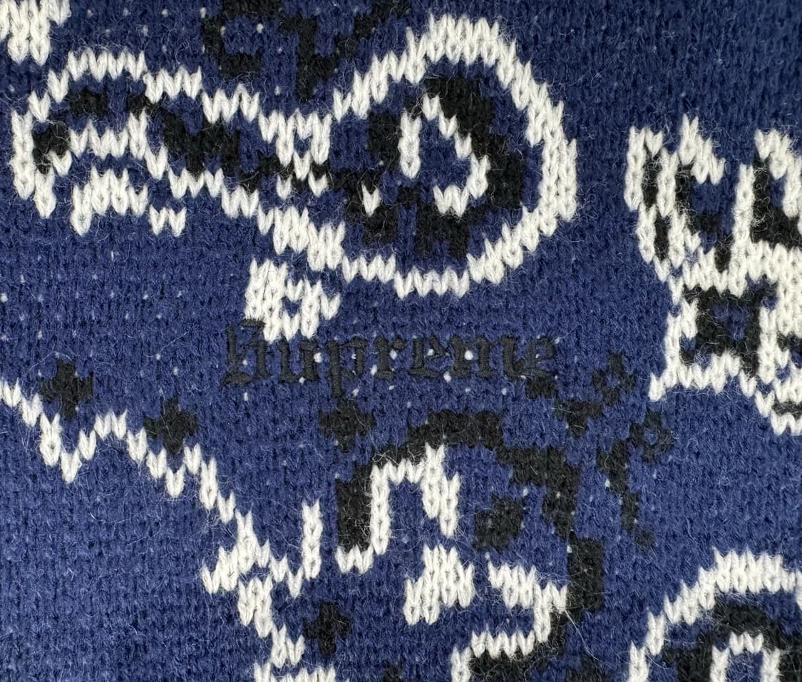 슈프림 반다나 니트 스웨터 네이비 상품이미지2