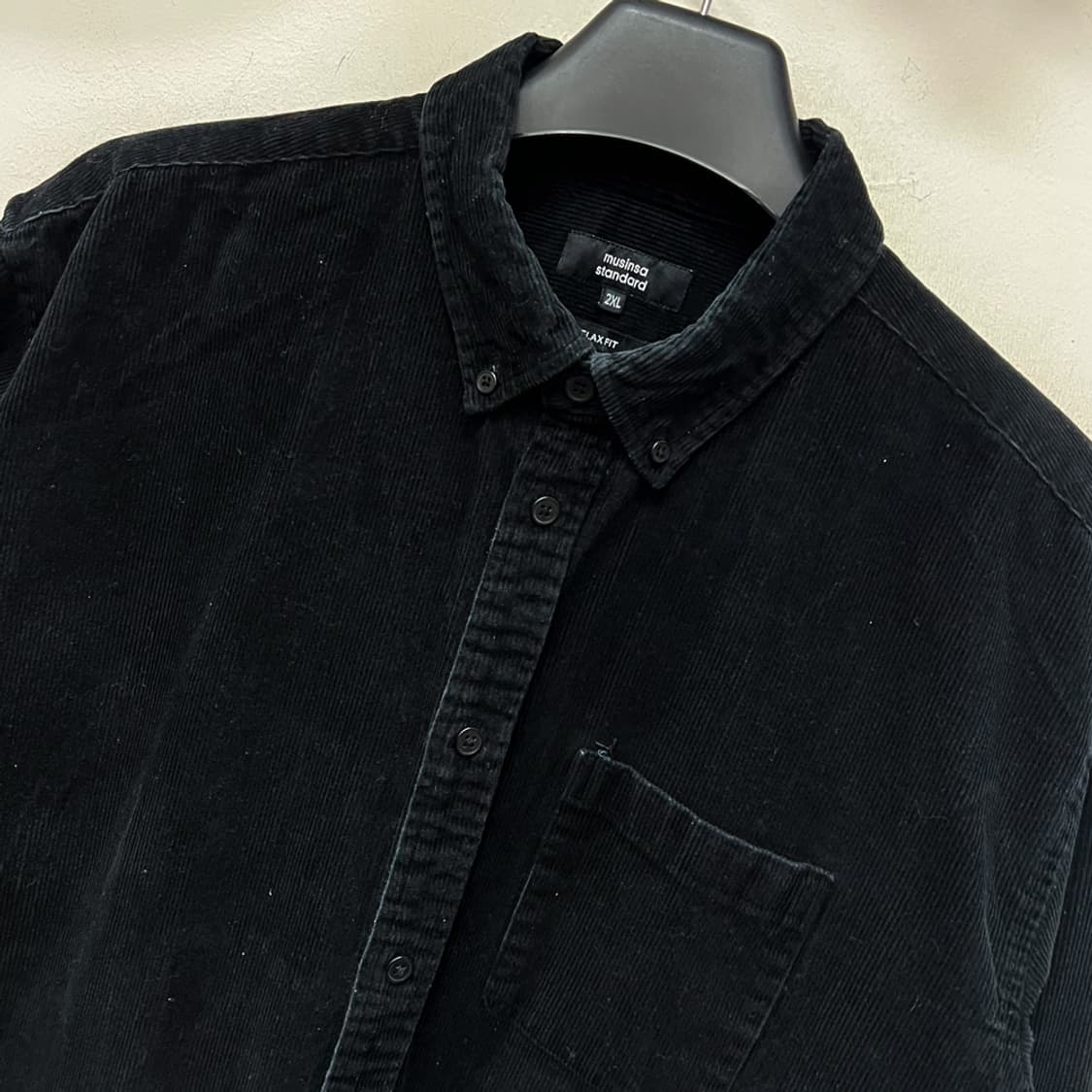 무신사 스탠다드 릴렉스핏 블랙 코듀로이 셔츠 2XL 상품이미지3