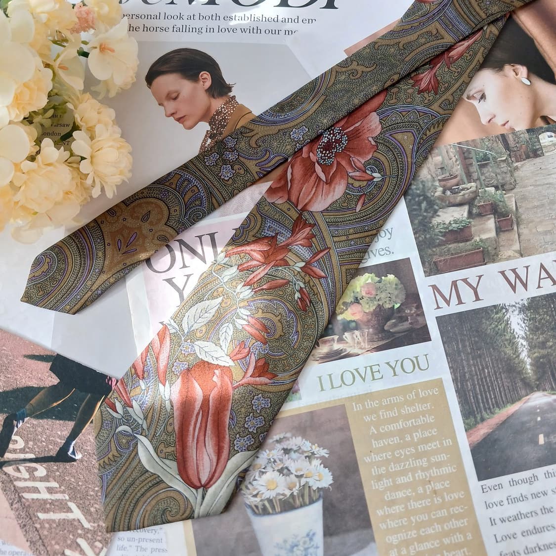 휴고보스 실크 플라워 페이즐리 넥타이 9.5cm A+등급 A19570
 상품이미지5