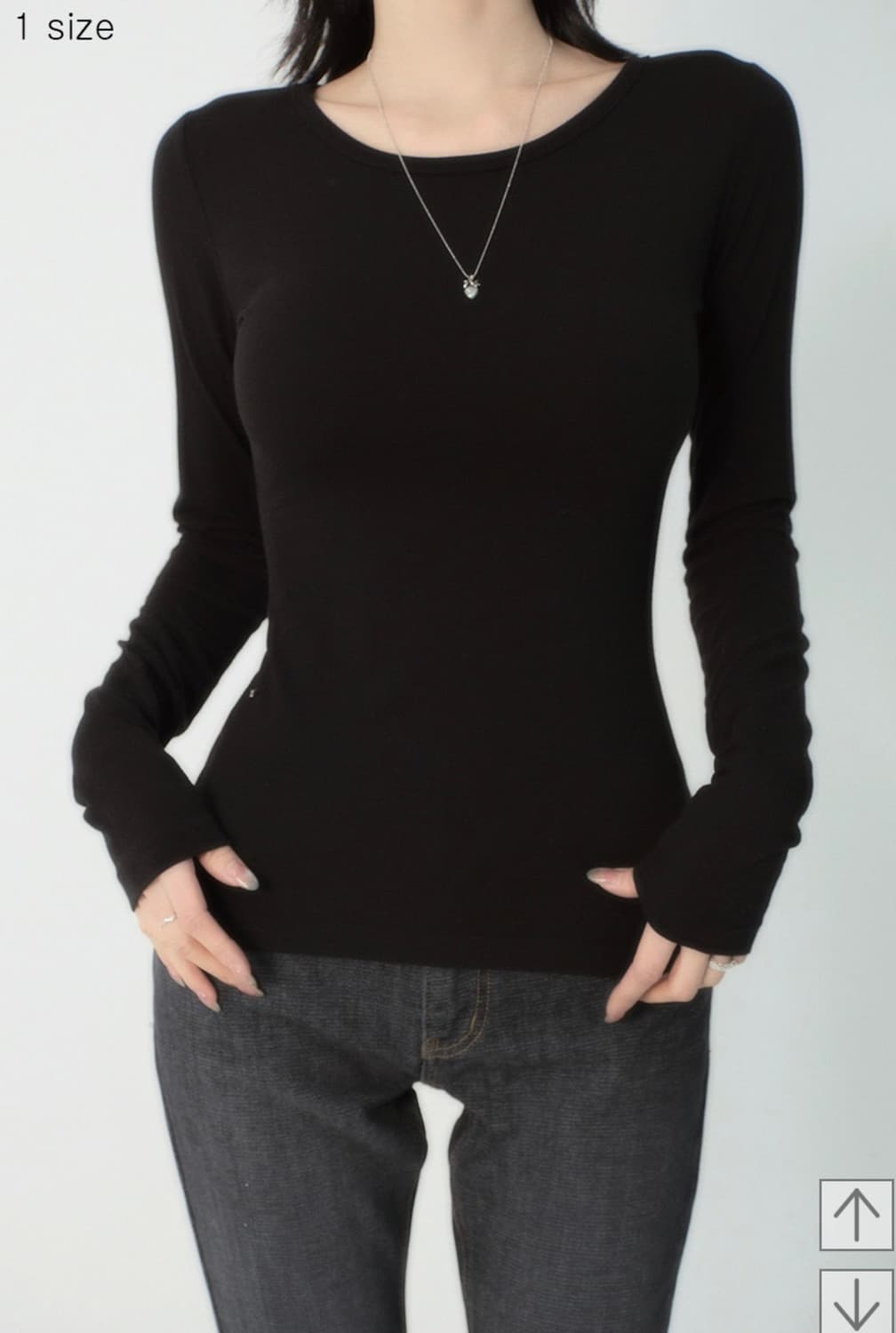 (새상품) 페일제이드 벨라 베이직 라운드넥 티 블랙 1사이즈 상품이미지1