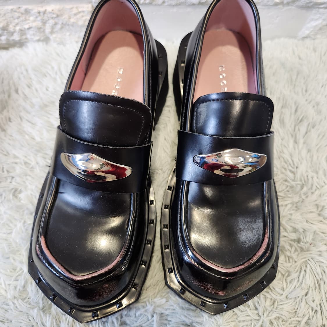 Y2K 무드 통굽 플랫폼 로퍼 / 실버 메탈 포인트 / 235 상품이미지5