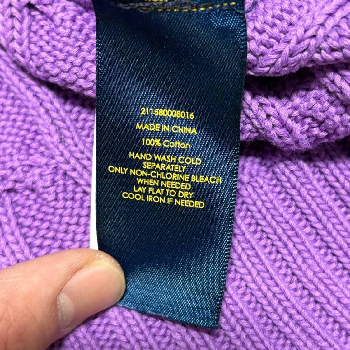 M 폴로랄프로렌 퍼플 브이넥 케이블 니트 상품이미지5