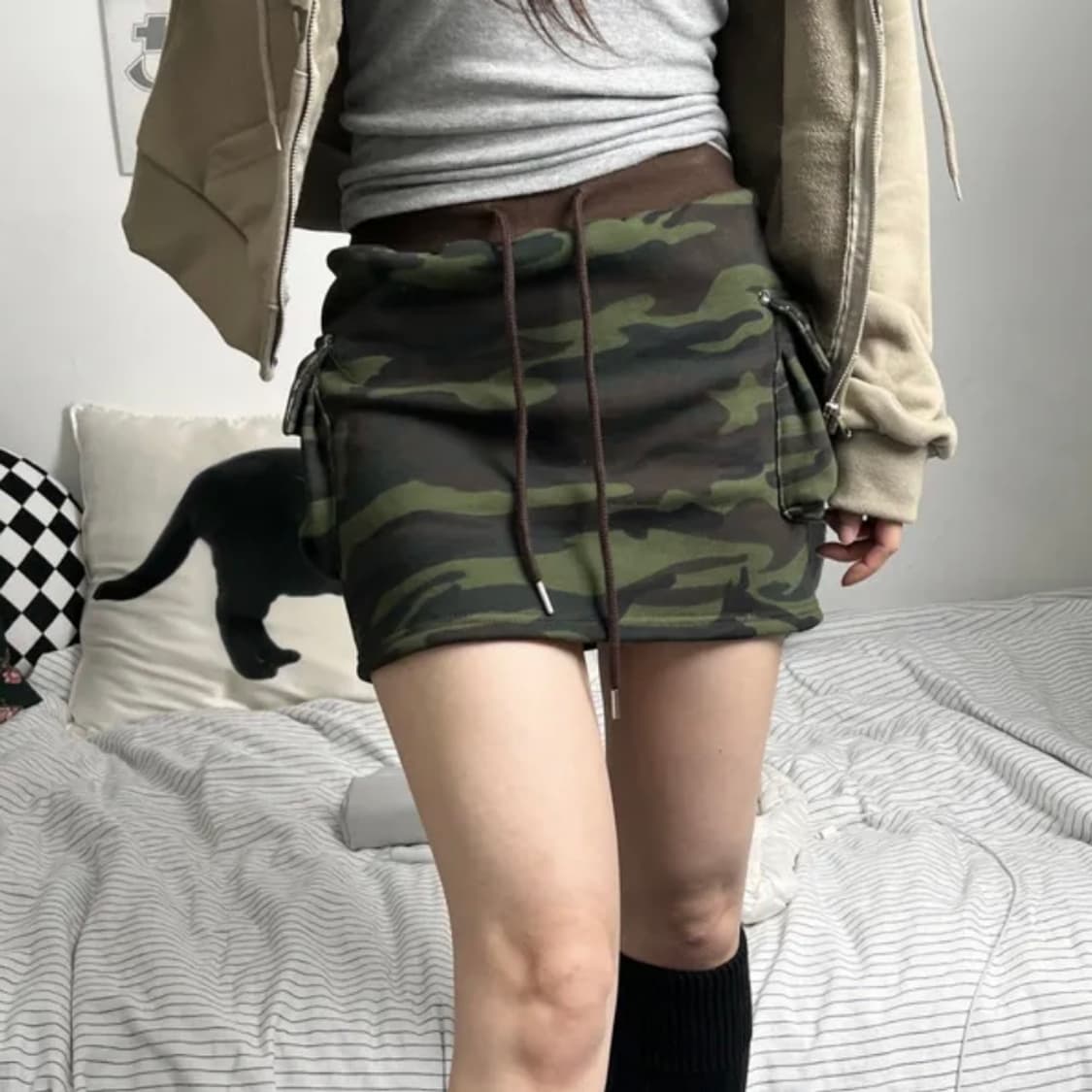 오피엠 밀리터리 카고 미니 스커트 상품이미지1