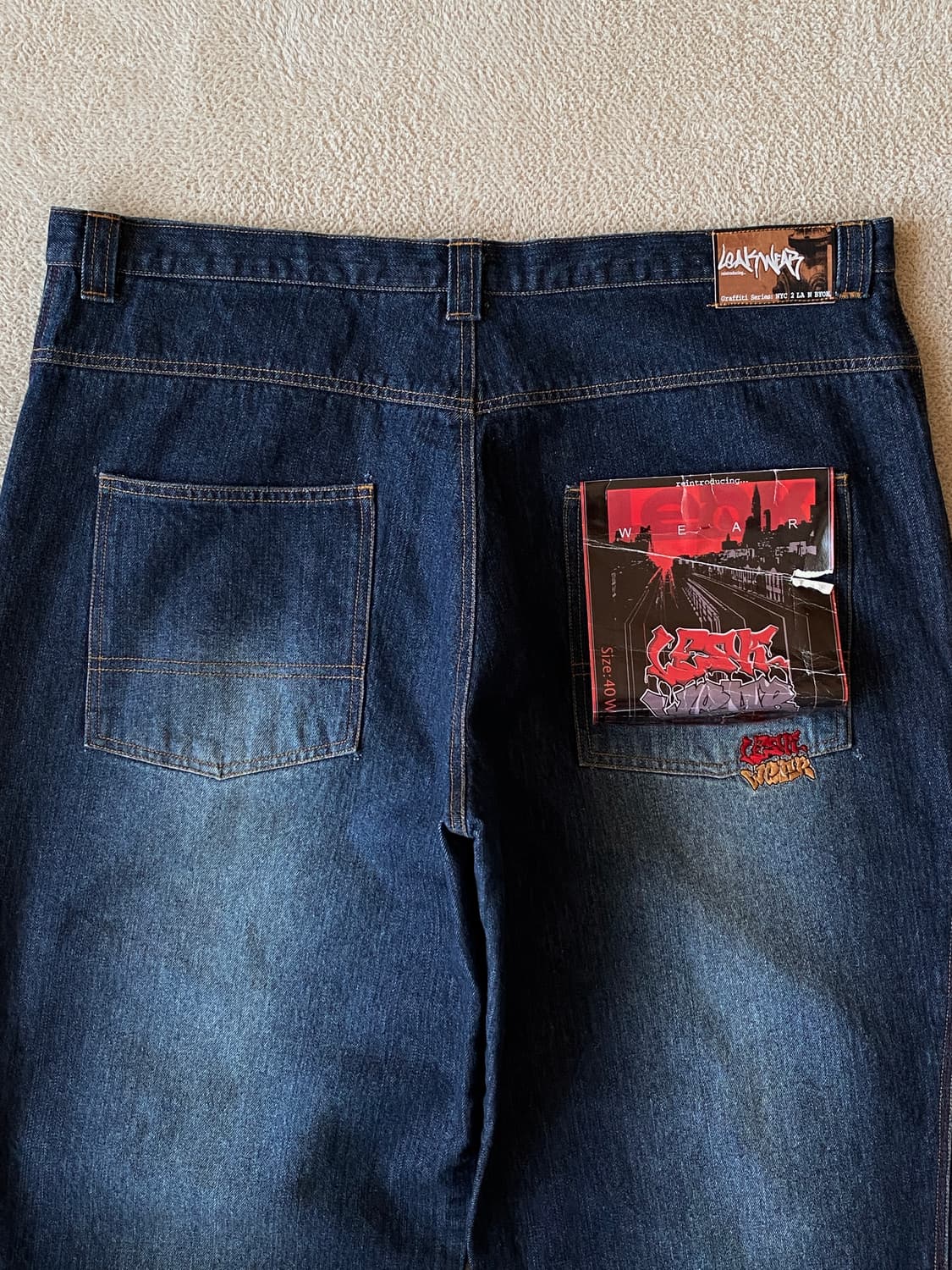 [데드스탁] LEAK WEAR 스포츠팀 패치워크 배기 팬츠 상품이미지8