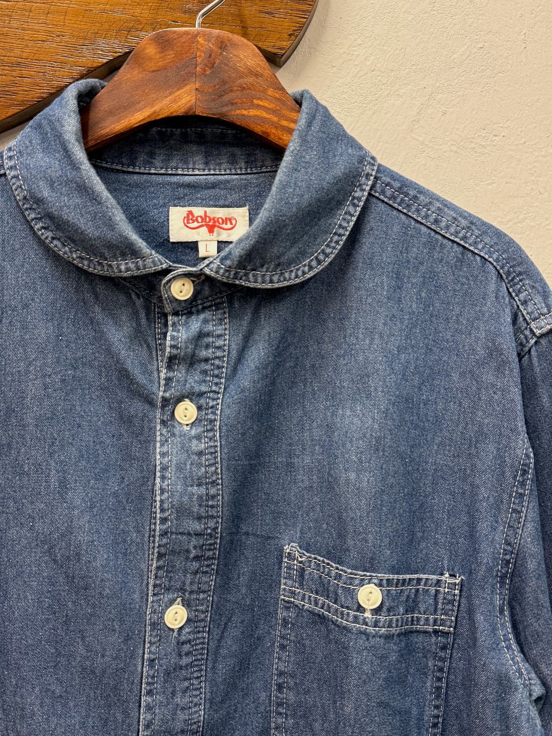 L) Bobson Rounded Collar Denim Shirt 상품이미지3