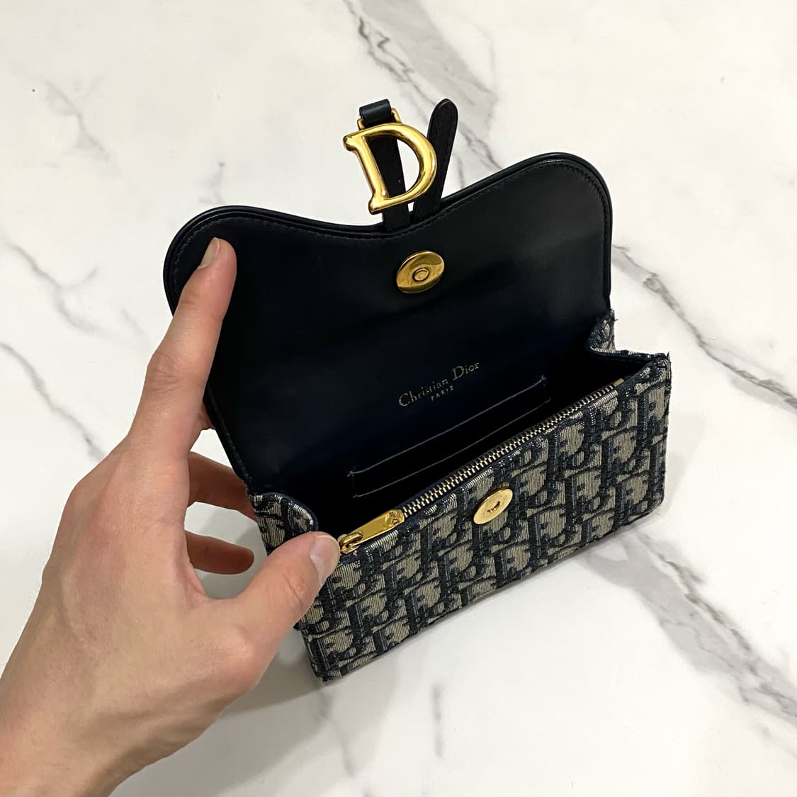 디올 새들 오블리크 자카드 벨트백 가방 파우치 블루 상품이미지5