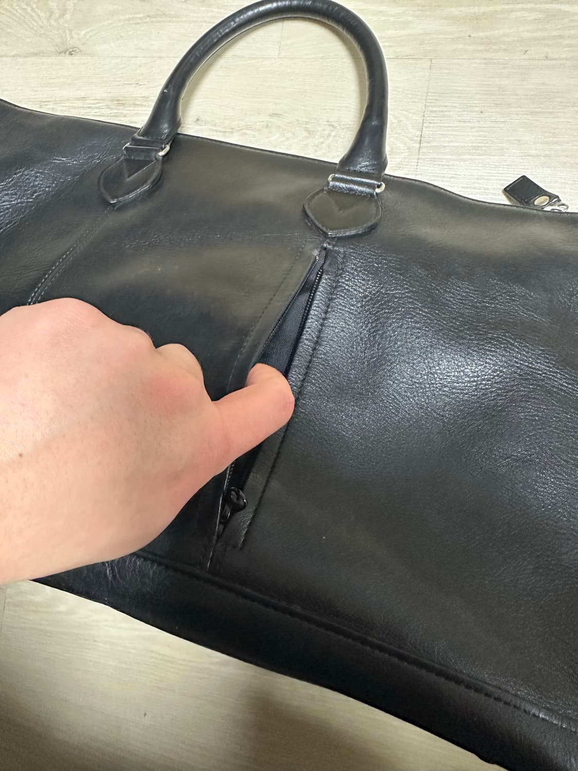 YOHJI YAMAMOTO 요지 야마모토 블랙 레더 보스턴백 상품이미지2