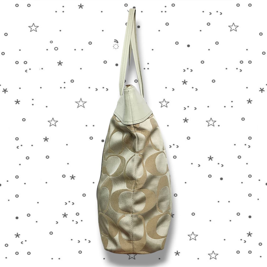 COACH 코치 로라 시그니처 토트백 화이트 골드 상품이미지3