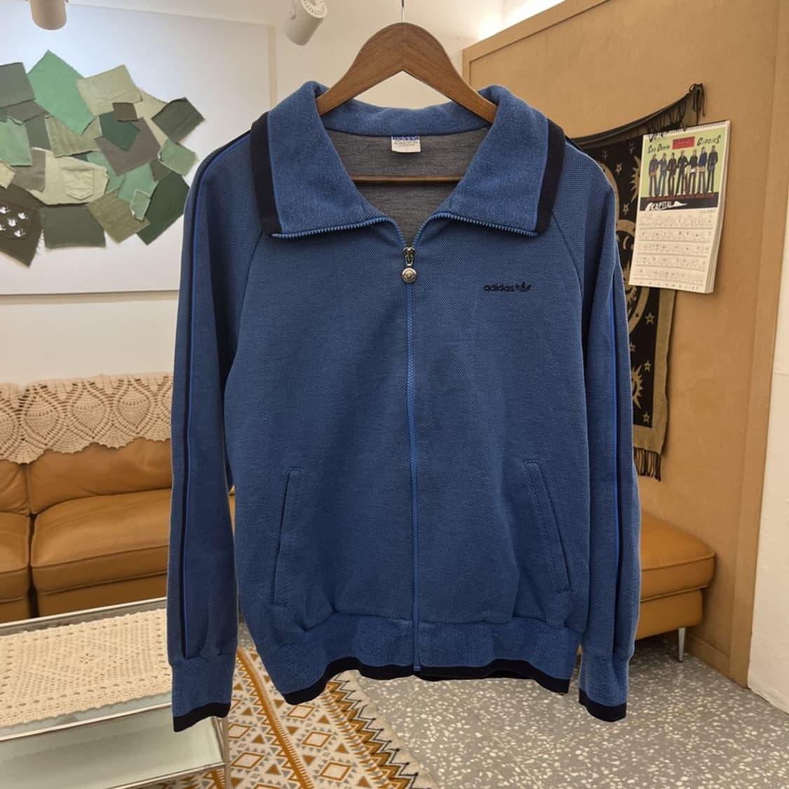 아디다스 서독 올드스쿨 레트로 블루 희귀 스웻 져지 집업 L C10817 상품이미지3
