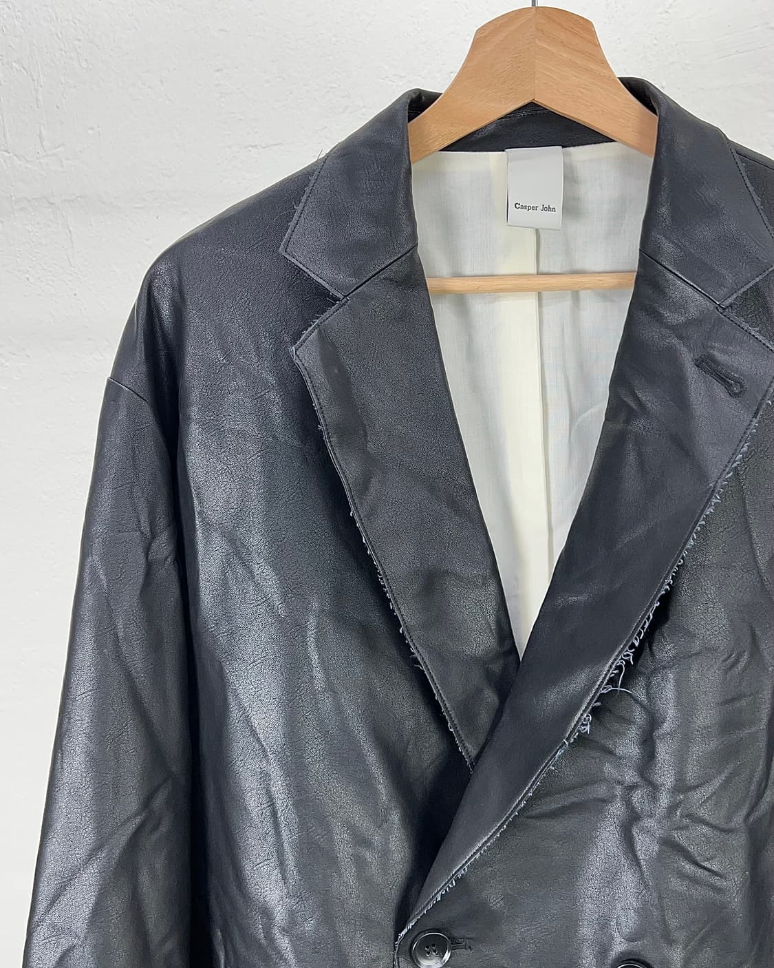 캐스퍼 존 더블 브레스티드 레더 2b 나이프 카라 블레이저 자켓 상품이미지2