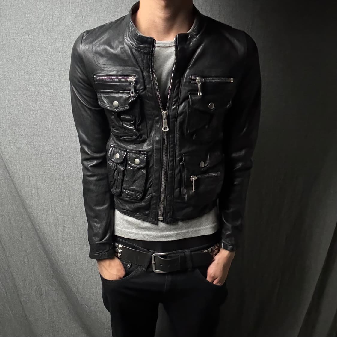 양가죽 포켓 크롭 자켓 상품이미지2