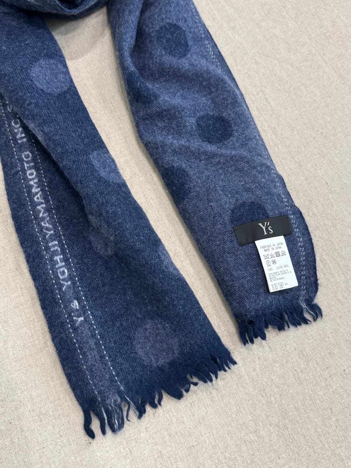 요지야마모토 네이비 도트 울 머플러 상품이미지4