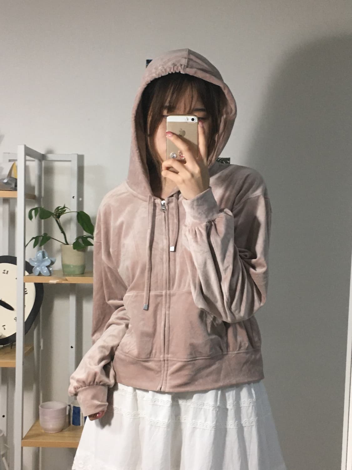 GU 벨벳 후드집업 상품이미지4