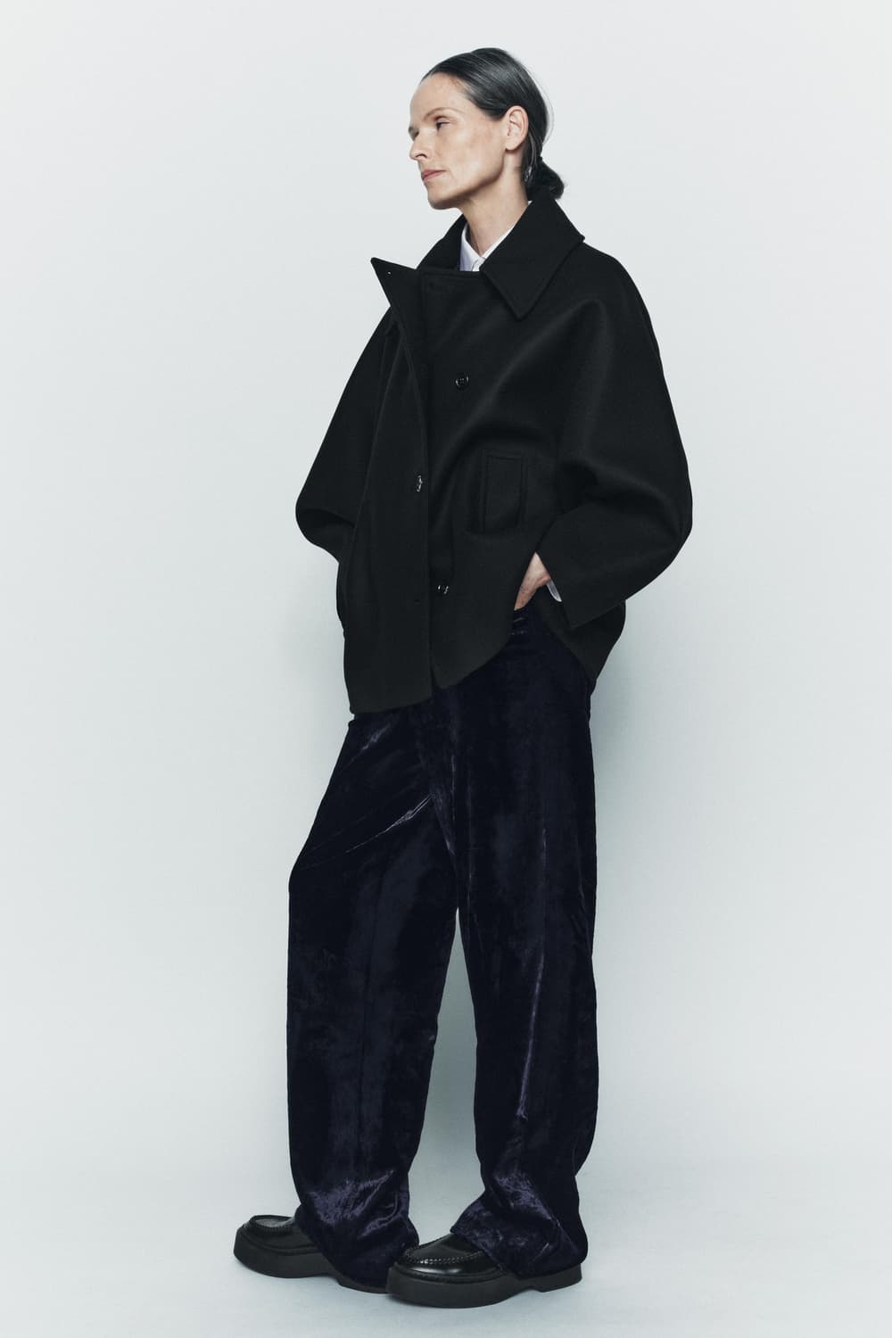 자라 우먼 ZW 컬렉션 만테코 울 숏 코트 상품이미지3