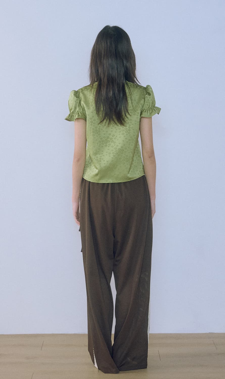 호쿠스포쿠스 Tie blouse (olive green) 상품이미지4