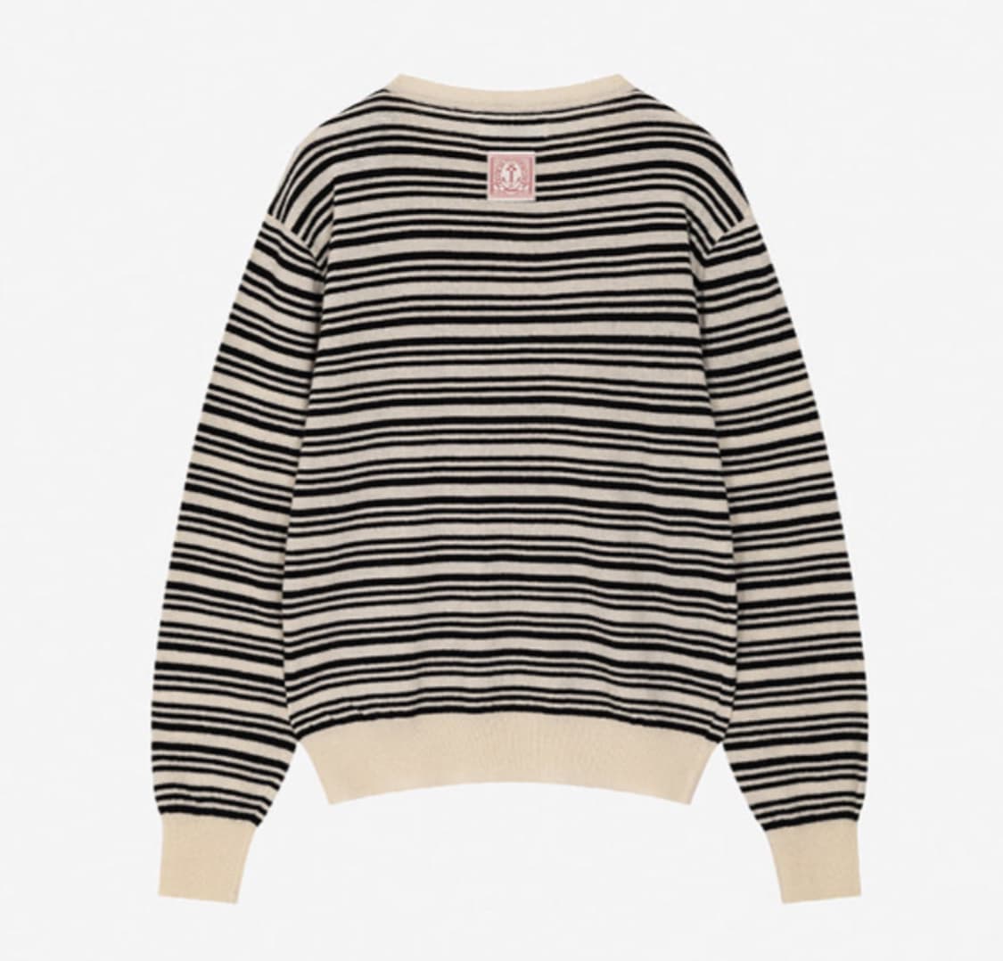 [Size 2] 웨이비니스 헨리넥 스트라이프 니트 아이보리 상품이미지5