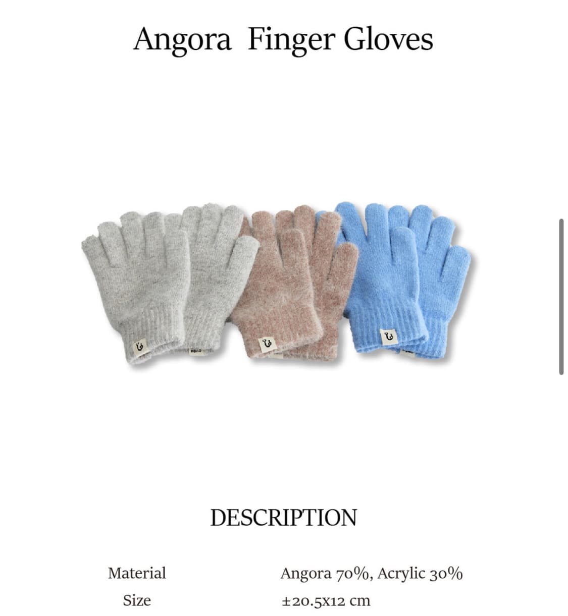 오브이티유 앙고라 핑거 장갑(새상품) 상품이미지1