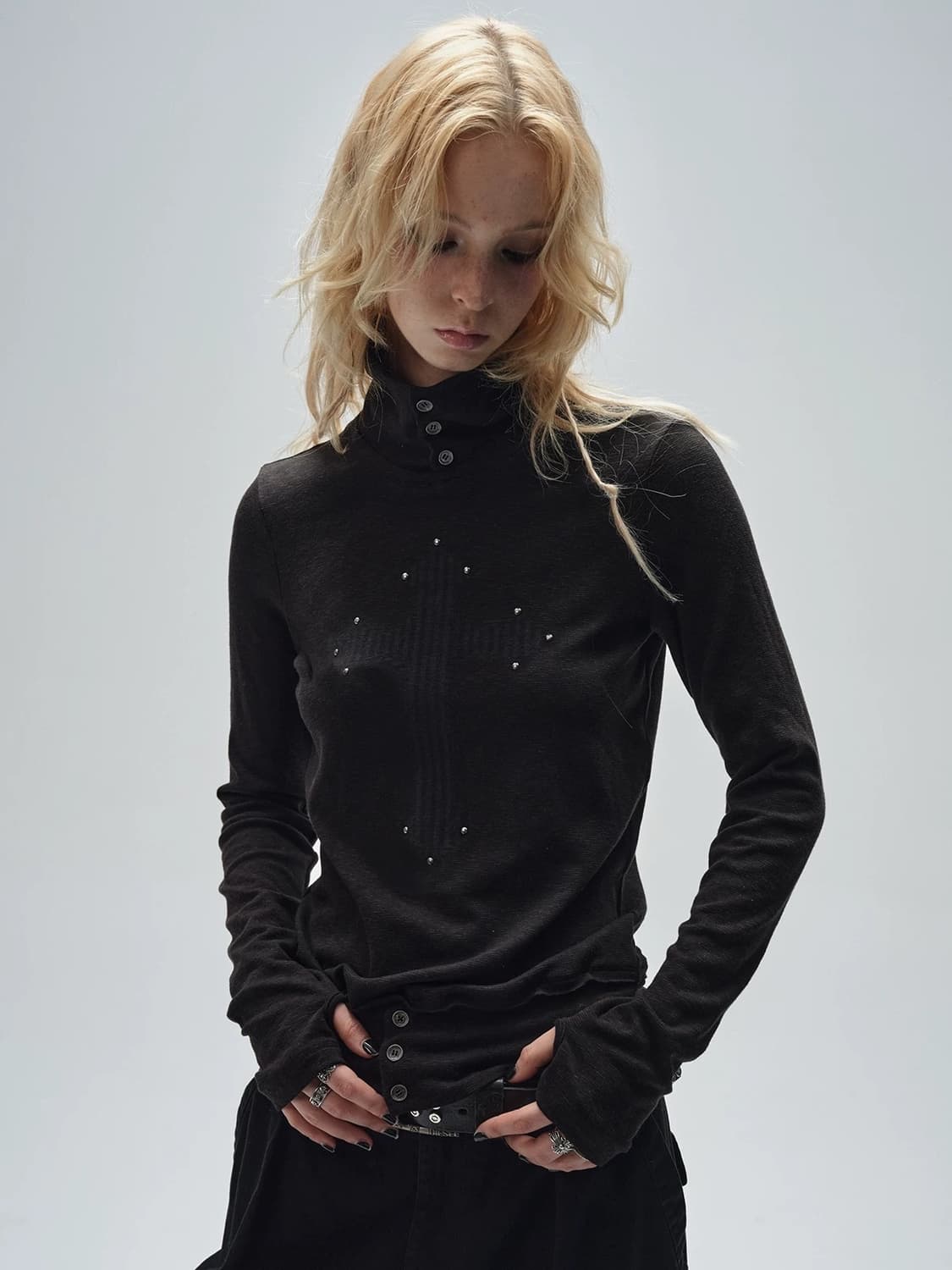 wearandtear 십자가 목폴라 워머 탑 슬리브 상품이미지2