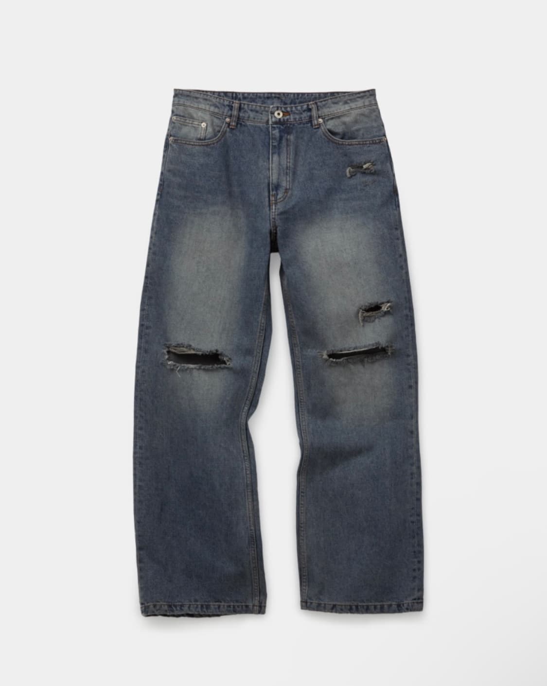 [XL][새제품]쿠어 디스트레스드 세미 플레어 진스 워시드인디고 상품이미지1