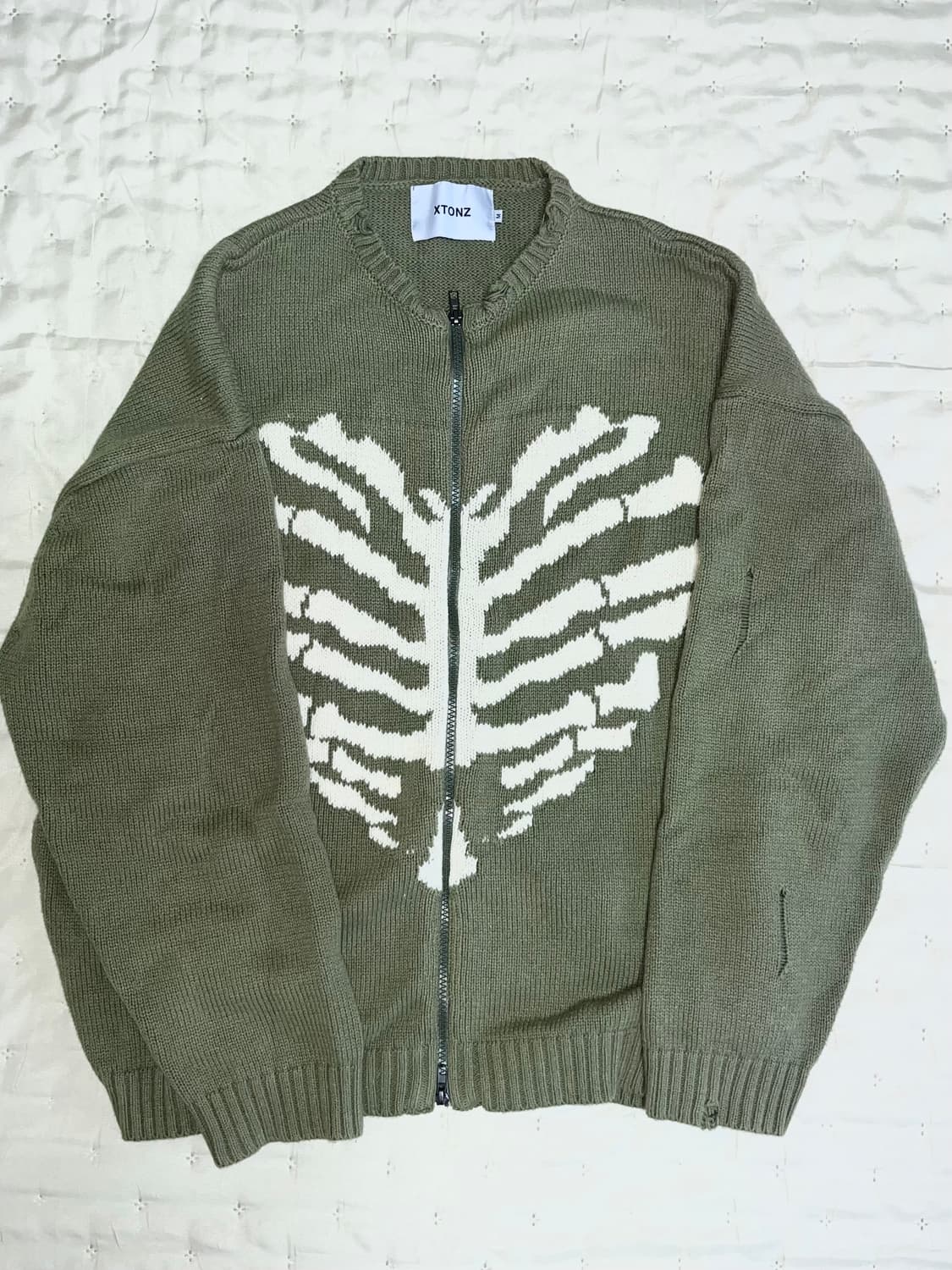 엑스톤즈 XTK037 보운 니트 집업 (KHAKI) 상품이미지1