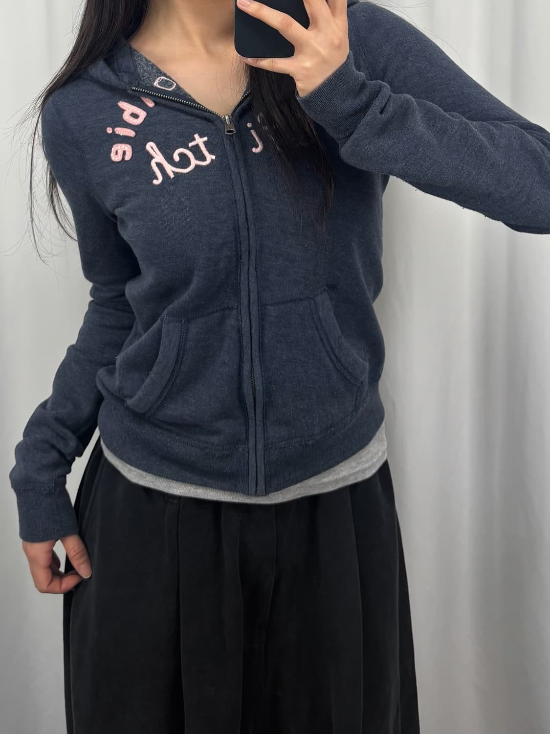 아베크롬비 핑크로고 네이비 후드집업 상품이미지3