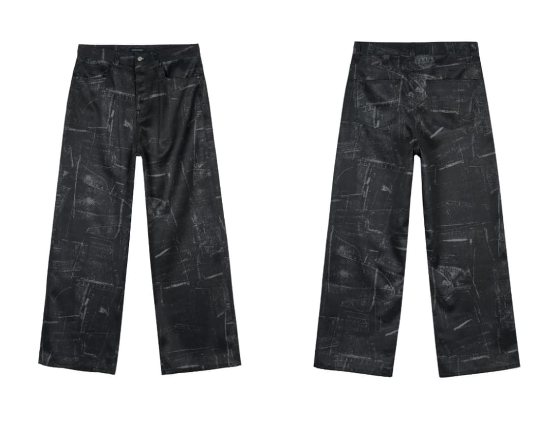 메종미네드 블랙 웨이브 데님 프린팅 팬츠 바지 L 상품이미지2